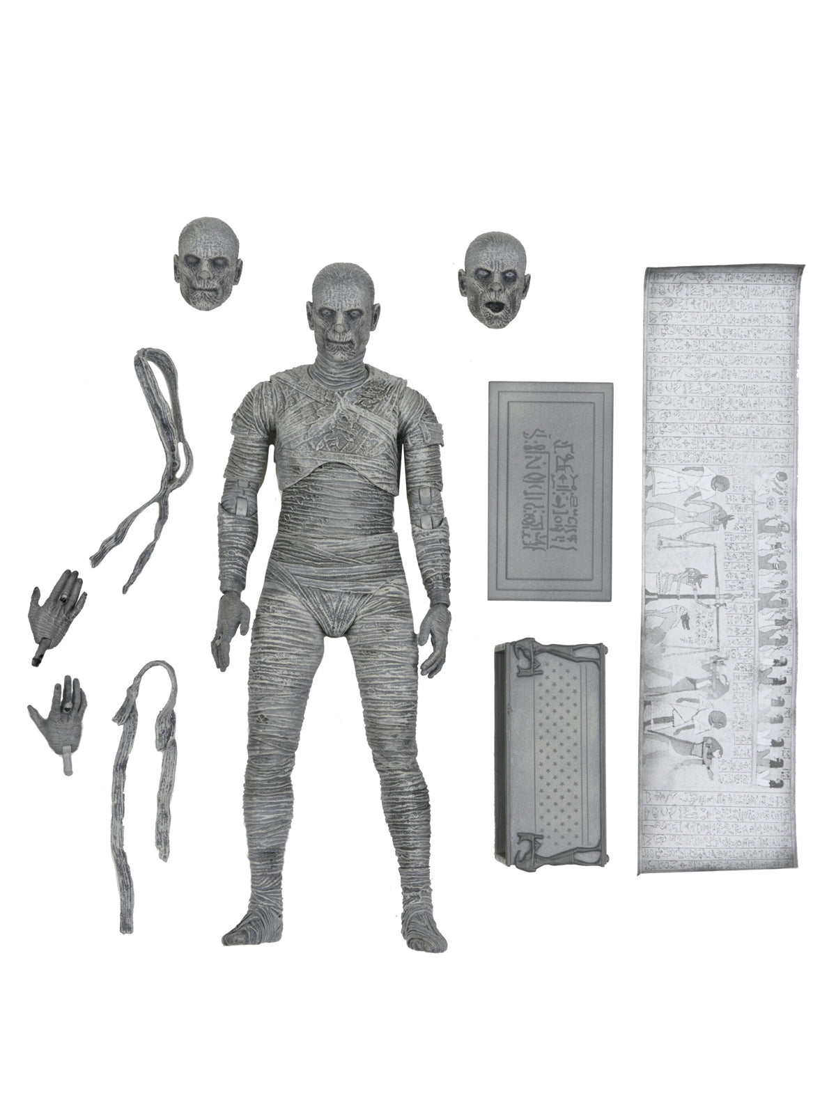 Universal Monsters The Mummy Ultimate Action Figure 7" Collectible – Black and White
