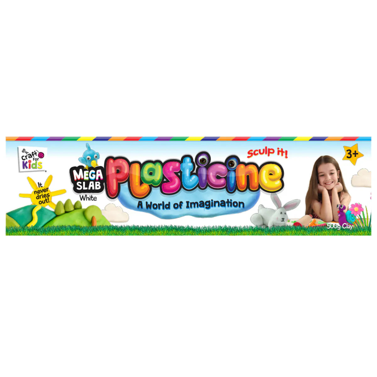 Craft For Kids Plasticine 500 Gram Block - White
