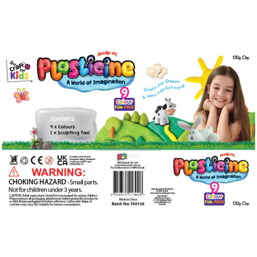Craft For Kids Plasticine 9 Pack Plus Tool