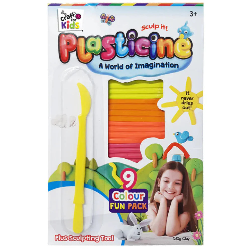 Craft For Kids Plasticine 9 Pack Plus Tool