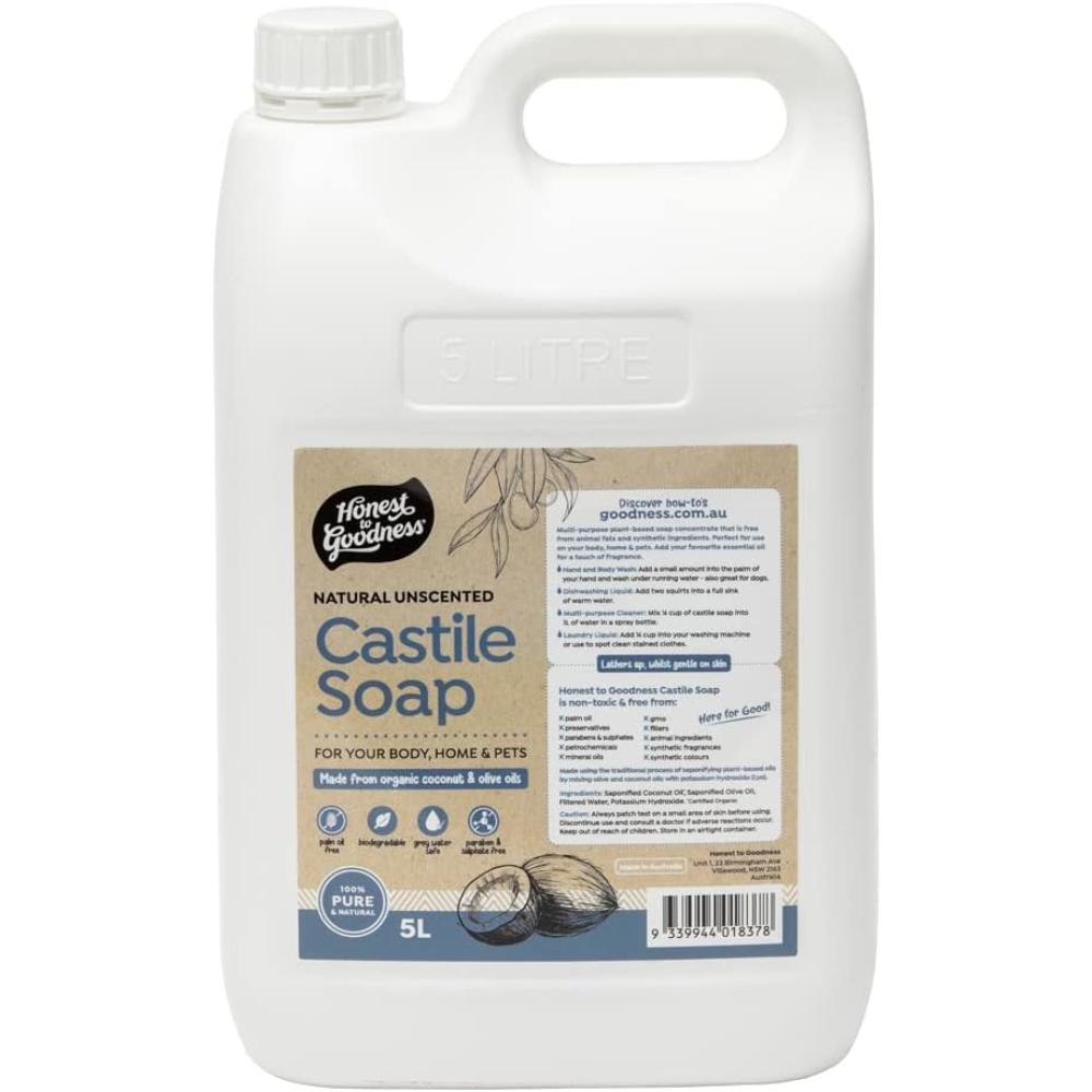 Honest to Goodness Natural Unscented Castile Soap 5L