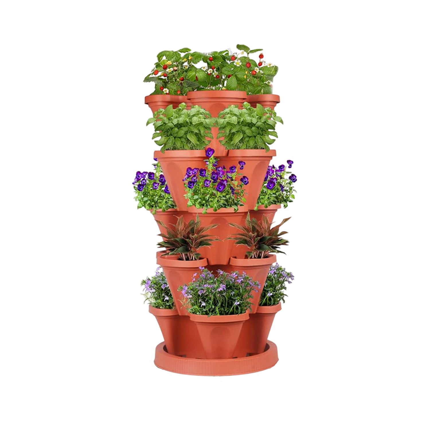 Hivvago 5-Tier Vertical Garden Planter – Stackable Indoor/Outdoor Pot with Base