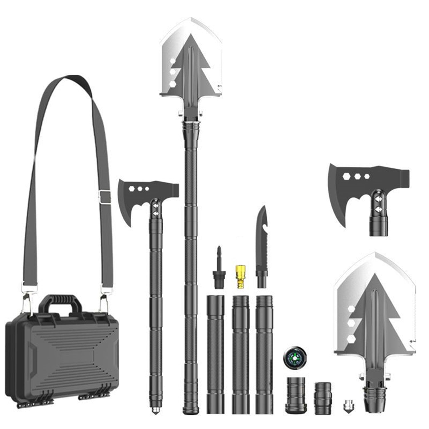 Hivvago Multifunctional Tactical Shovel Set – Survival Tool for Camping & Hiking