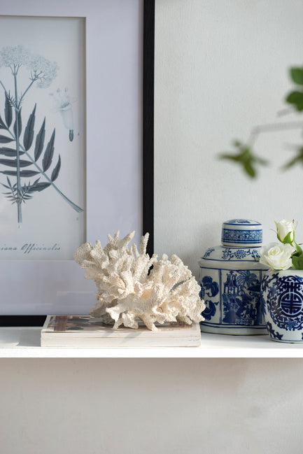 Faux Coral Classic White Realistic Polyresin Décor for Coastal Style