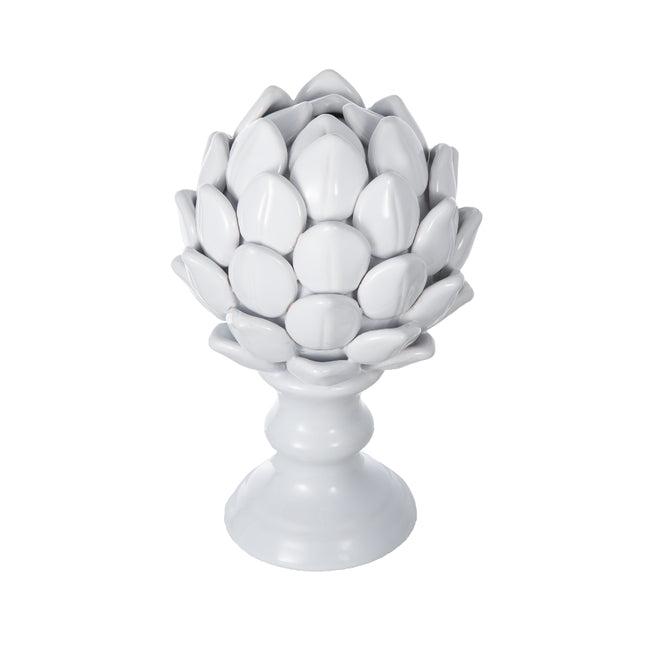 Artichoke Small Finial White Ceramic Decorative Accent for Home Décor