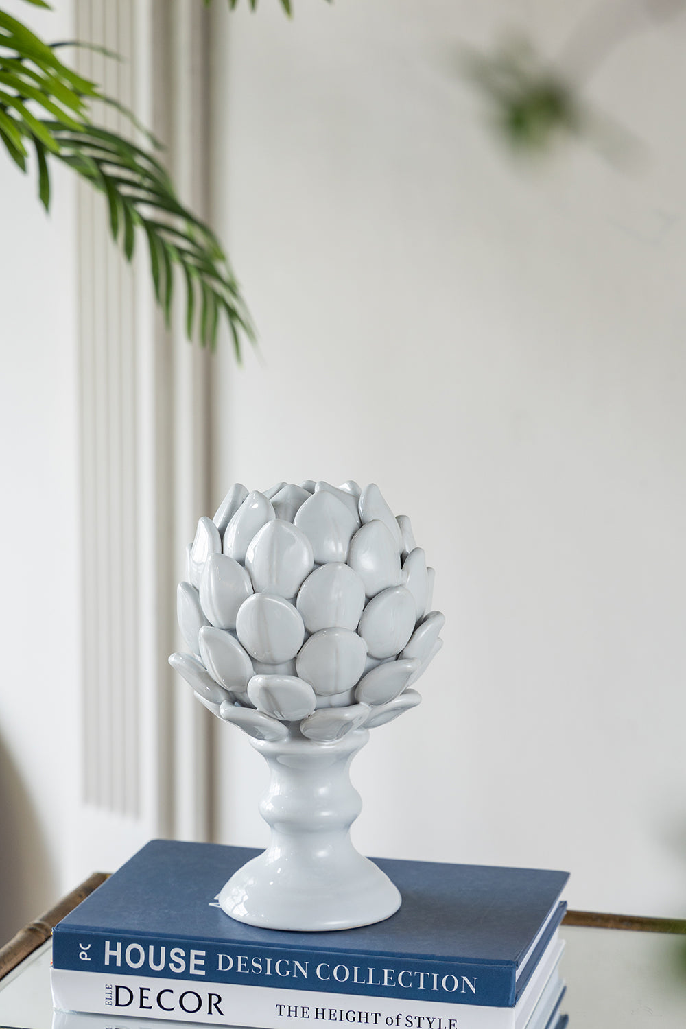 Artichoke Finial Large White Ceramic 26cm Decorative Accent Piece