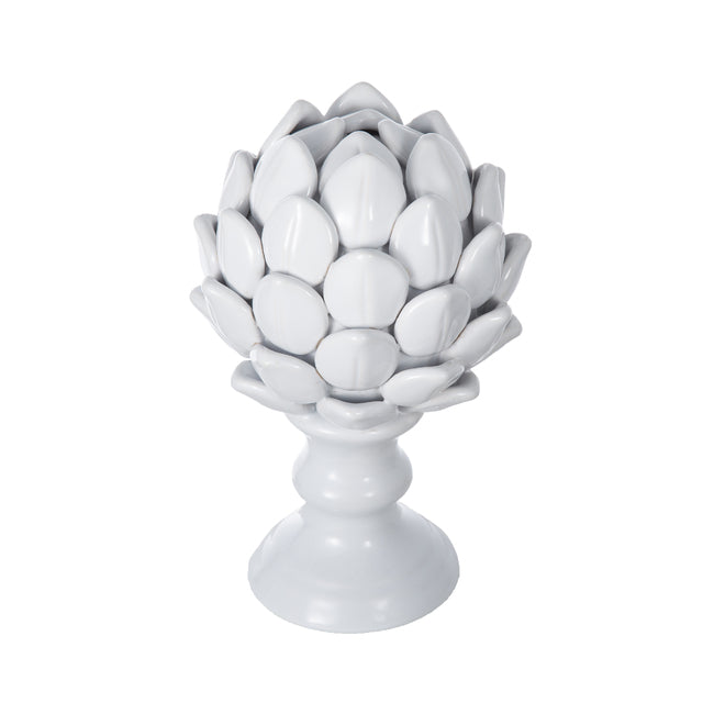 Artichoke Finial Large White Ceramic 26cm Decorative Accent Piece