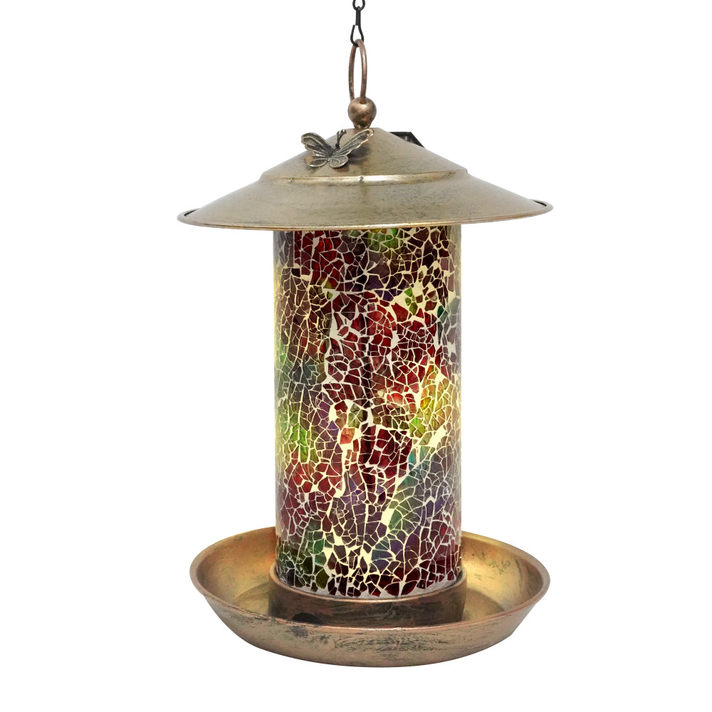 LUMIRO Outdoor Hanging Solar Bird Feeder and Garden Lantern