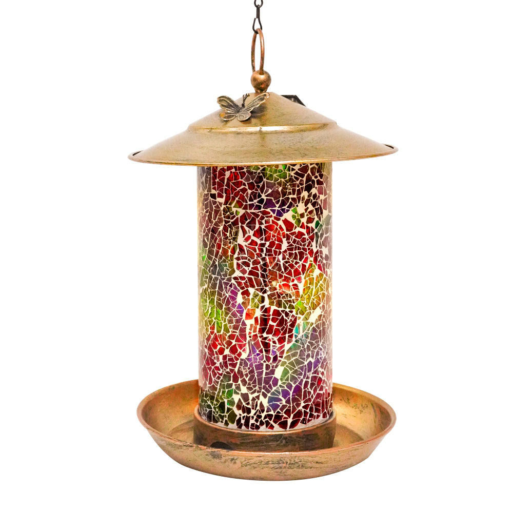 LUMIRO Outdoor Hanging Solar Bird Feeder and Garden Lantern
