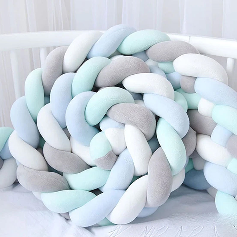 4M Cotton Nursery Protective Braided Bumper Handmade Crib Cushion