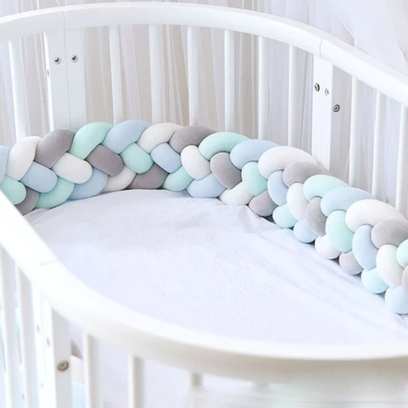 4M Cotton Nursery Protective Braided Bumper Handmade Crib Cushion