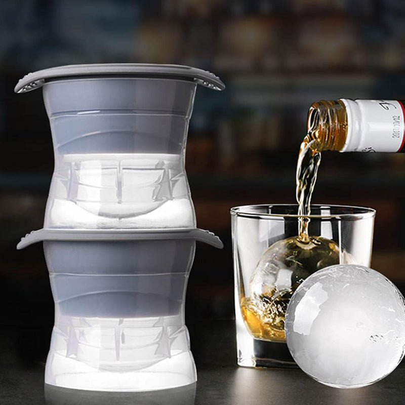 Pack of 2 Sphere Shape Ice Molds Quick Release Ice Ball Maker for Cocktail