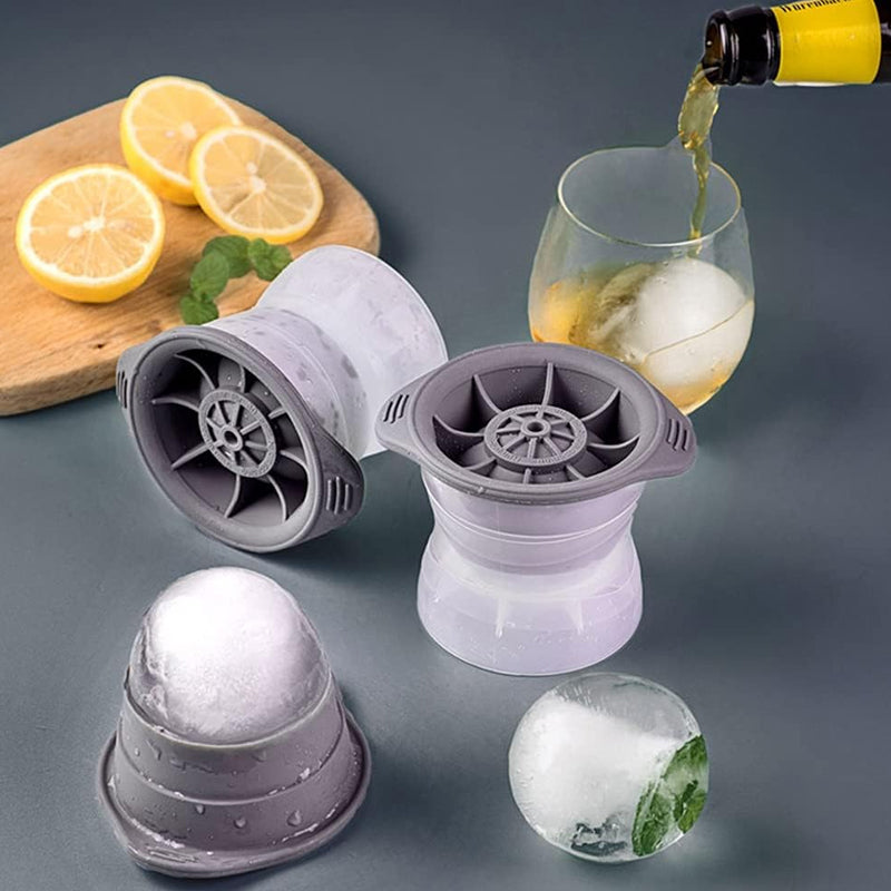 Pack of 2 Sphere Shape Ice Molds Quick Release Ice Ball Maker for Cocktail