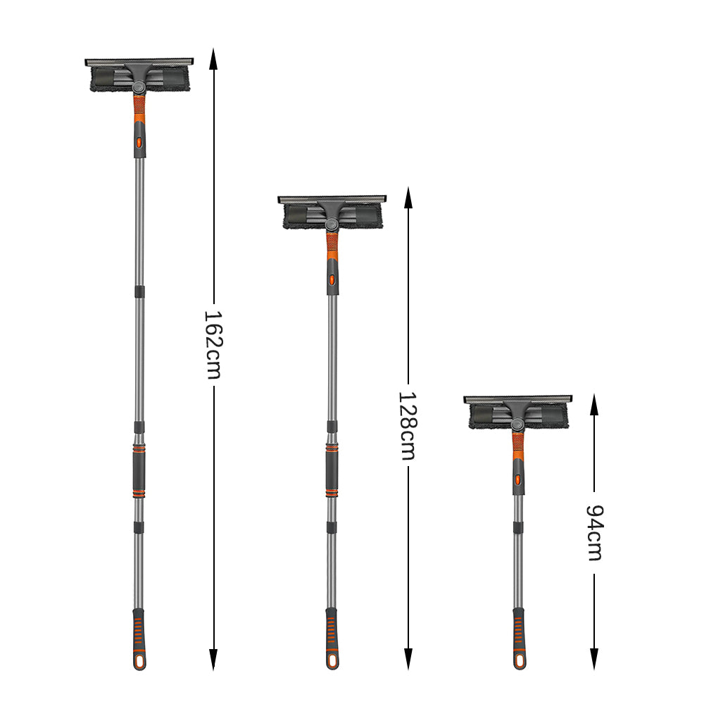 CLEANFOK Squeegee Window Cleaner - 2-in-1 Rotatable Cleaning Tool Kit with Extension Pole