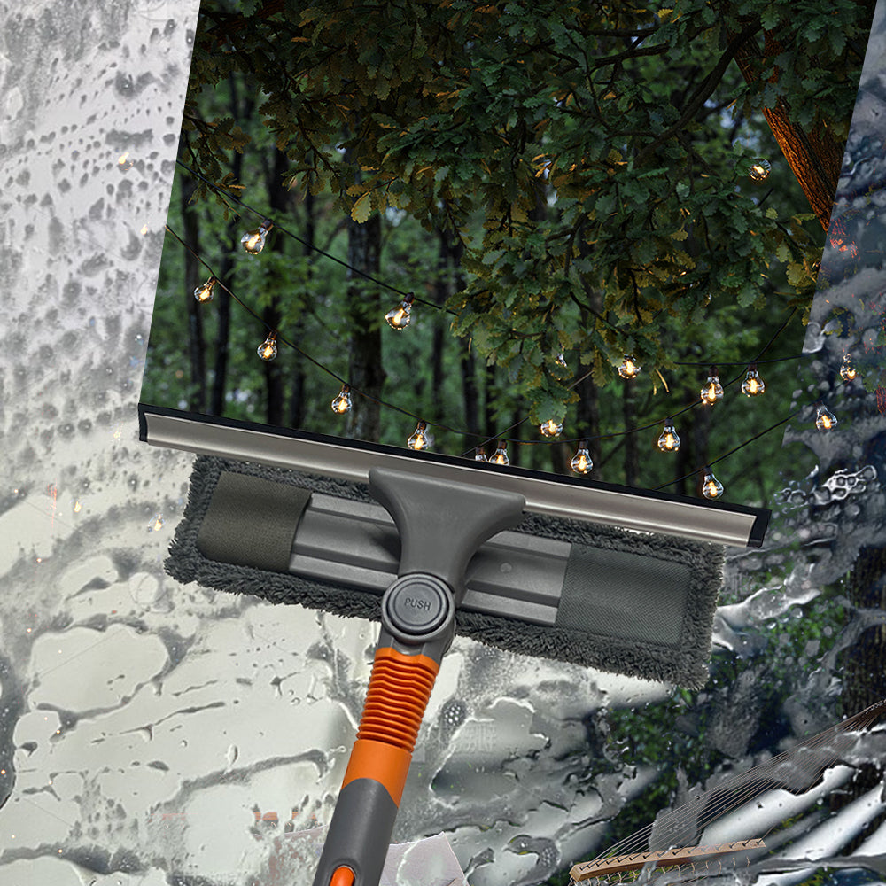 CLEANFOK Squeegee Window Cleaner - 2-in-1 Rotatable Cleaning Tool Kit with Extension Pole