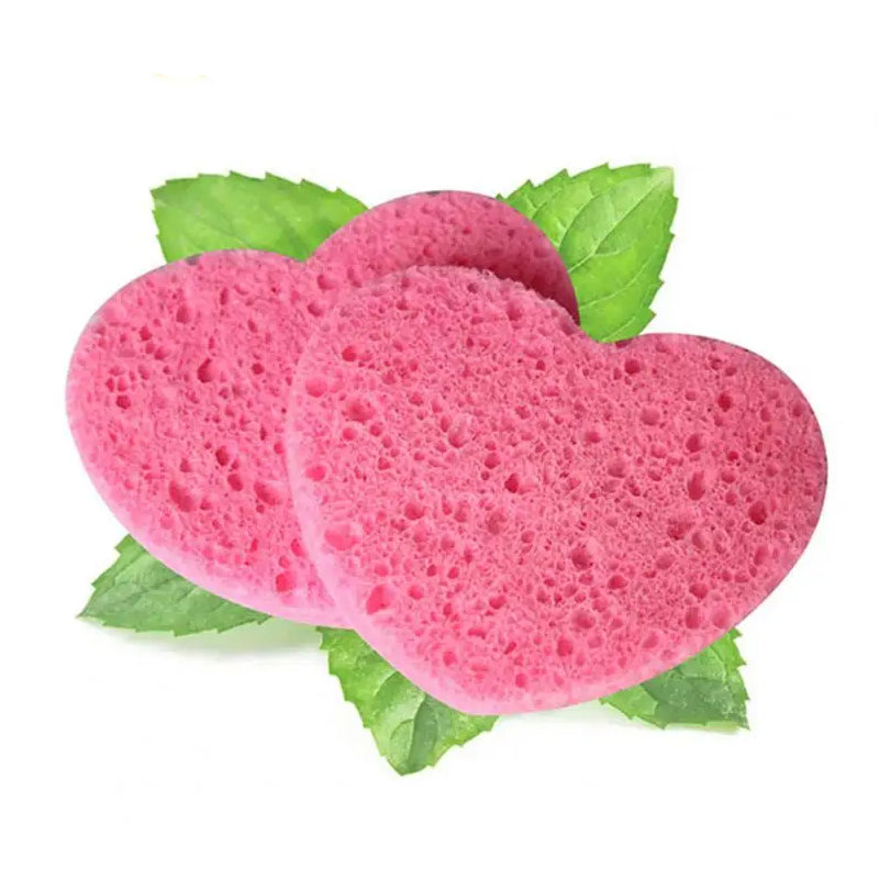 50 Pcs Heart Shaped Natural Cotton Compressed Facial Cleansing Sponge