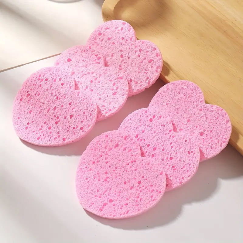 50 Pcs Heart Shaped Natural Cotton Compressed Facial Cleansing Sponge