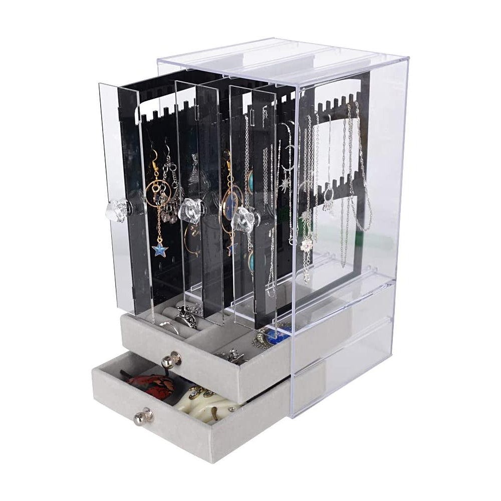 Acrylic Jewelry Storage Box Portable Dustproof Full Clear Display