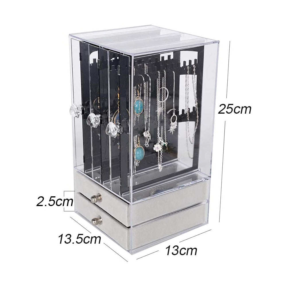 Acrylic Jewelry Storage Box Portable Dustproof Full Clear Display