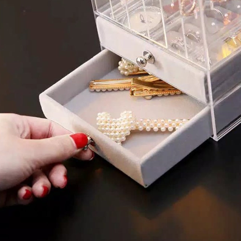 Acrylic Jewelry Storage Box Portable Dustproof Full Clear Display