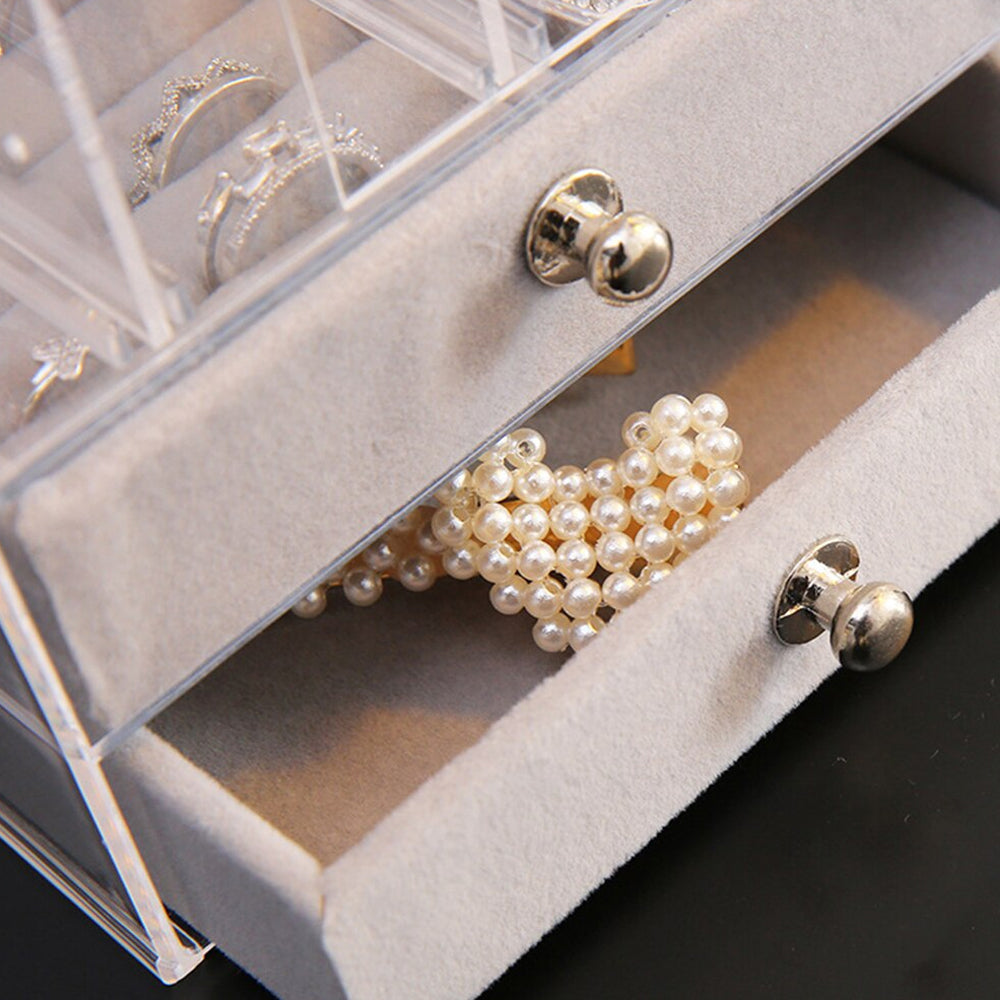 Acrylic Jewelry Storage Box Portable Dustproof Full Clear Display