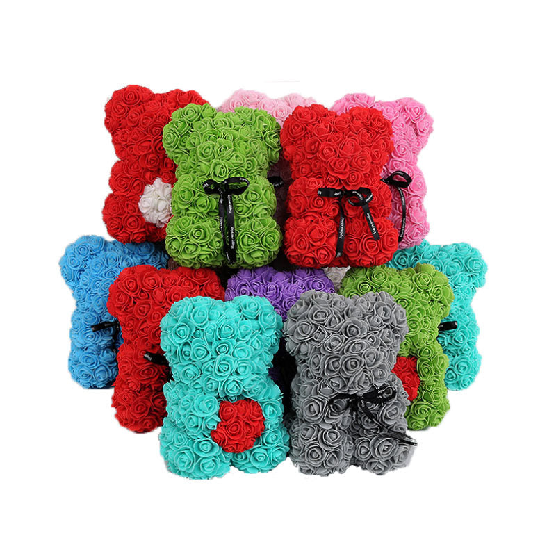 25cm Artificial Flowers Rose Bear Girlfriend Anniversary Gift
