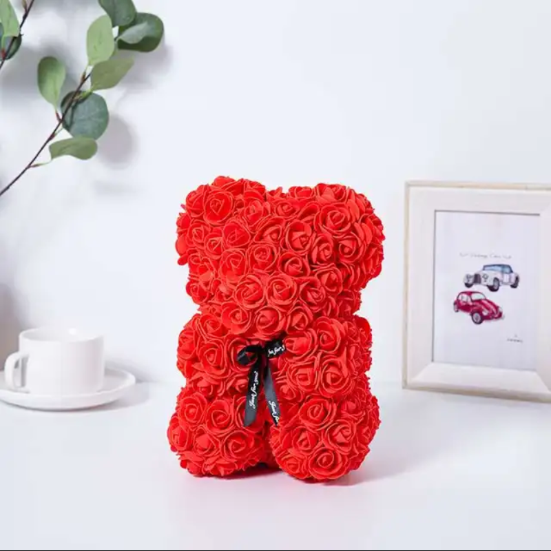 25cm Artificial Flowers Rose Bear Girlfriend Anniversary Gift