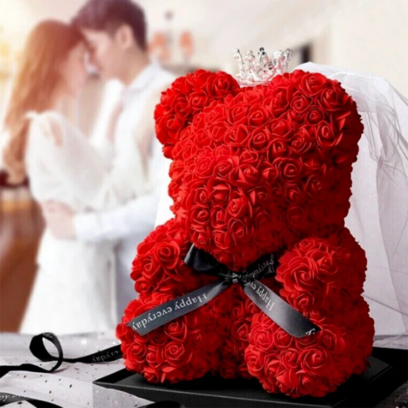 25cm Artificial Flowers Rose Bear Girlfriend Anniversary Gift