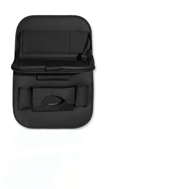 PU Leather Foldable Car Seat Organizer with Table Tray and Pockets