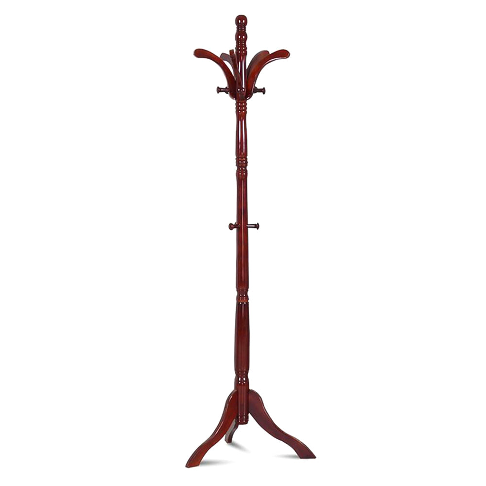 Solid Birch Wood Coat Racks Stand Floor Standing Hanger Rack with Tripod Base