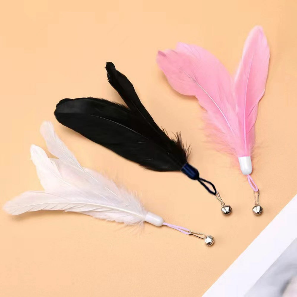 Interactive Cat Toy Feathers Wand with Super Suction Cup