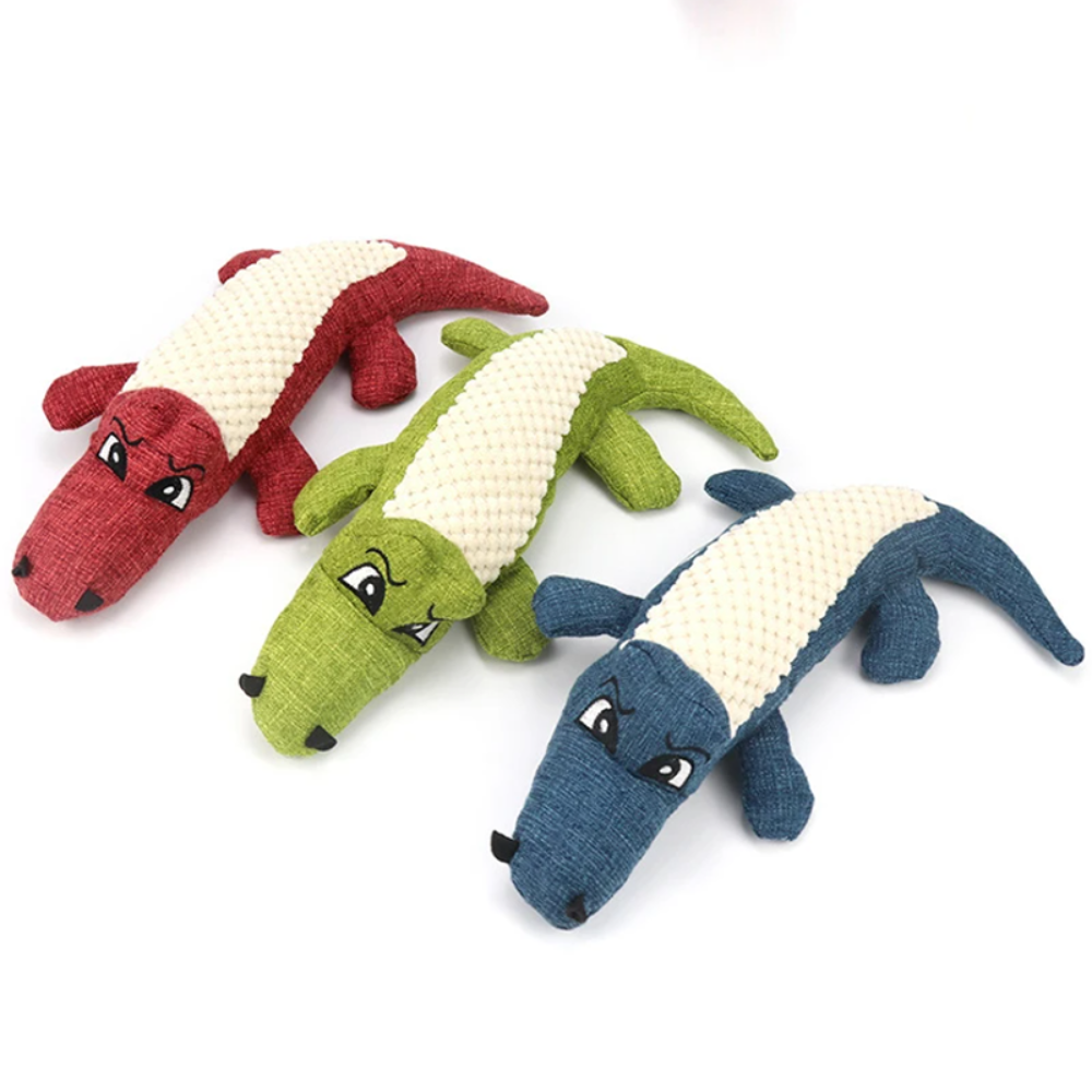 Interactive Plush Alligator Chew Toy for Dogs