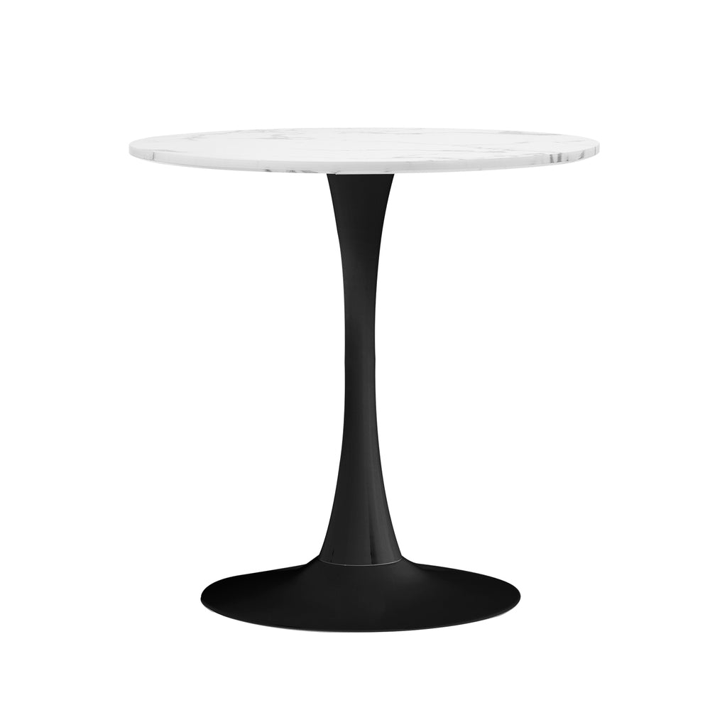 60cm Marble Dining Table Tulip Shape White and Black