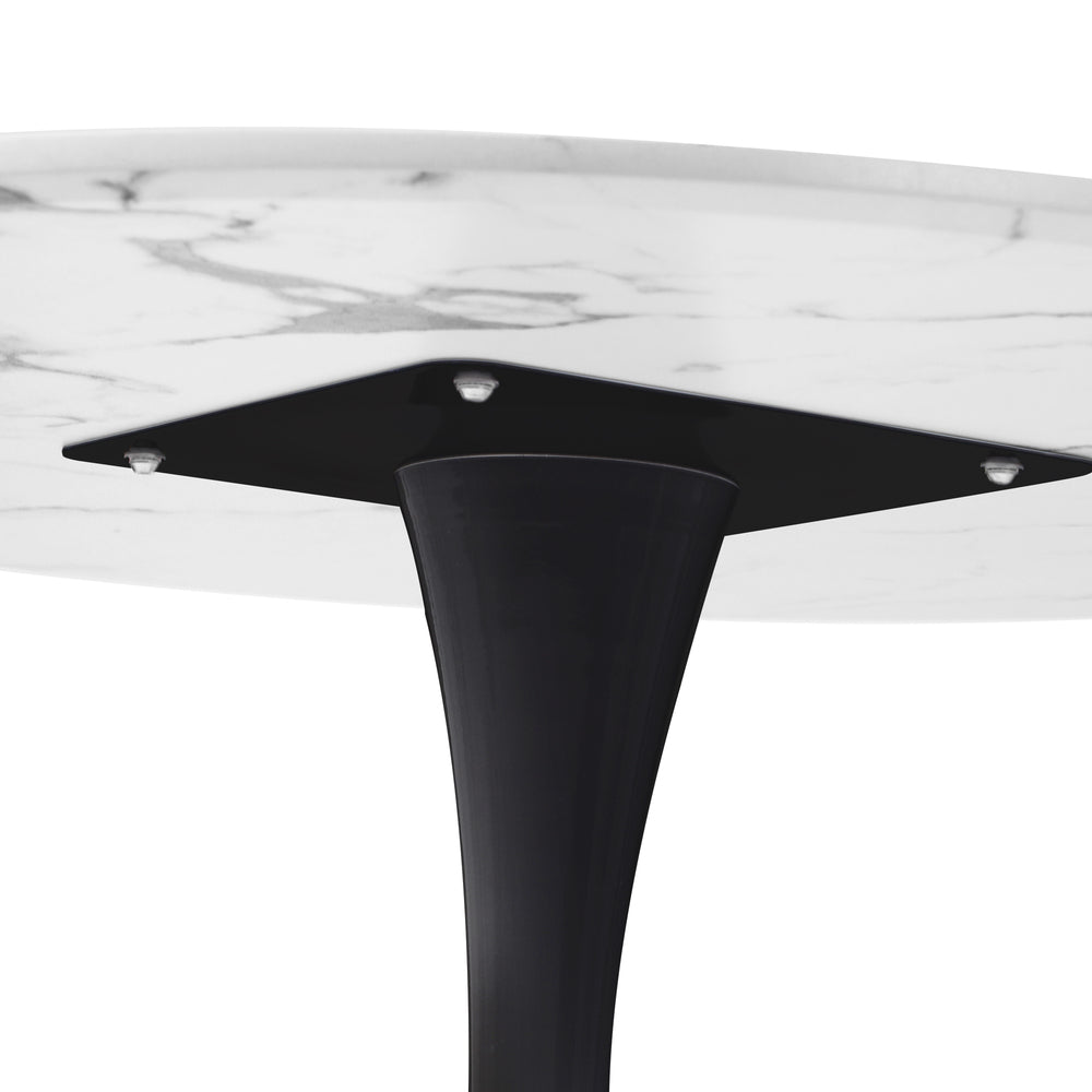 60cm Marble Dining Table Tulip Shape White and Black
