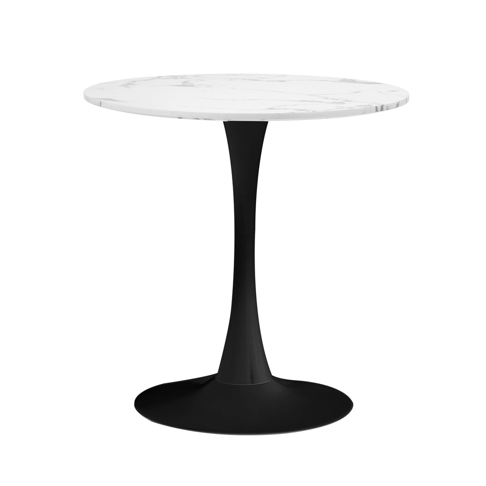 60cm Marble Dining Table Tulip Shape White and Black