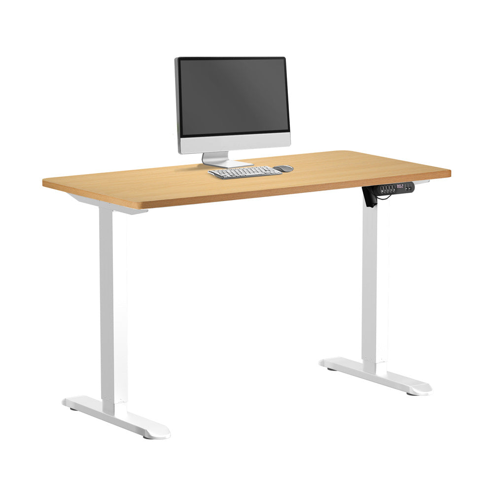 Electric Standing Desk Single Motor 120 cm White and Oak