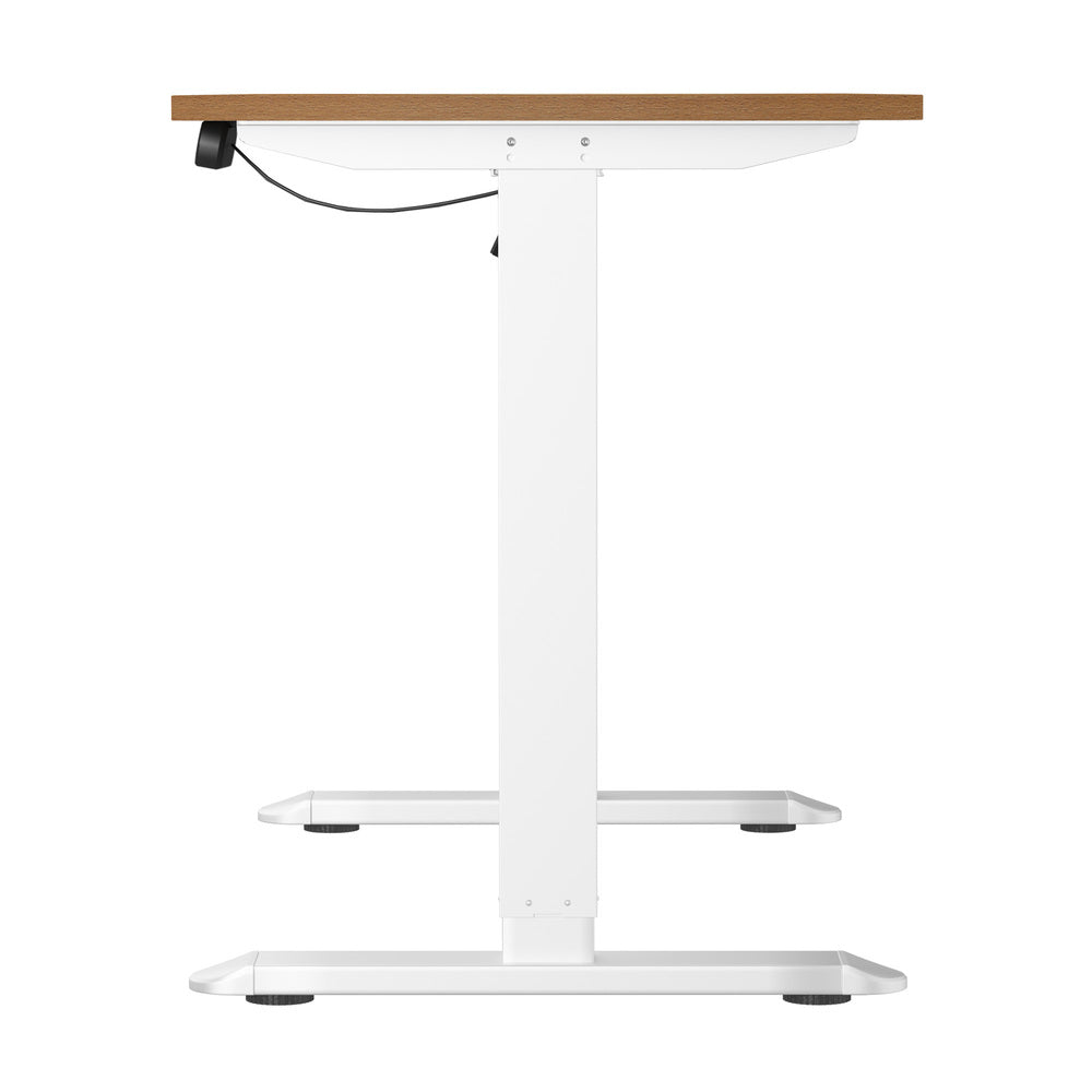 Electric Standing Desk Single Motor 120 cm White and Oak