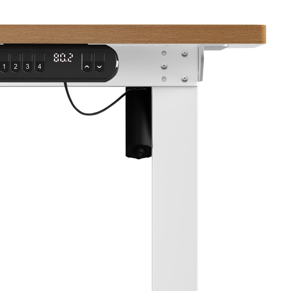 Electric Standing Desk Single Motor 120 cm White and Oak
