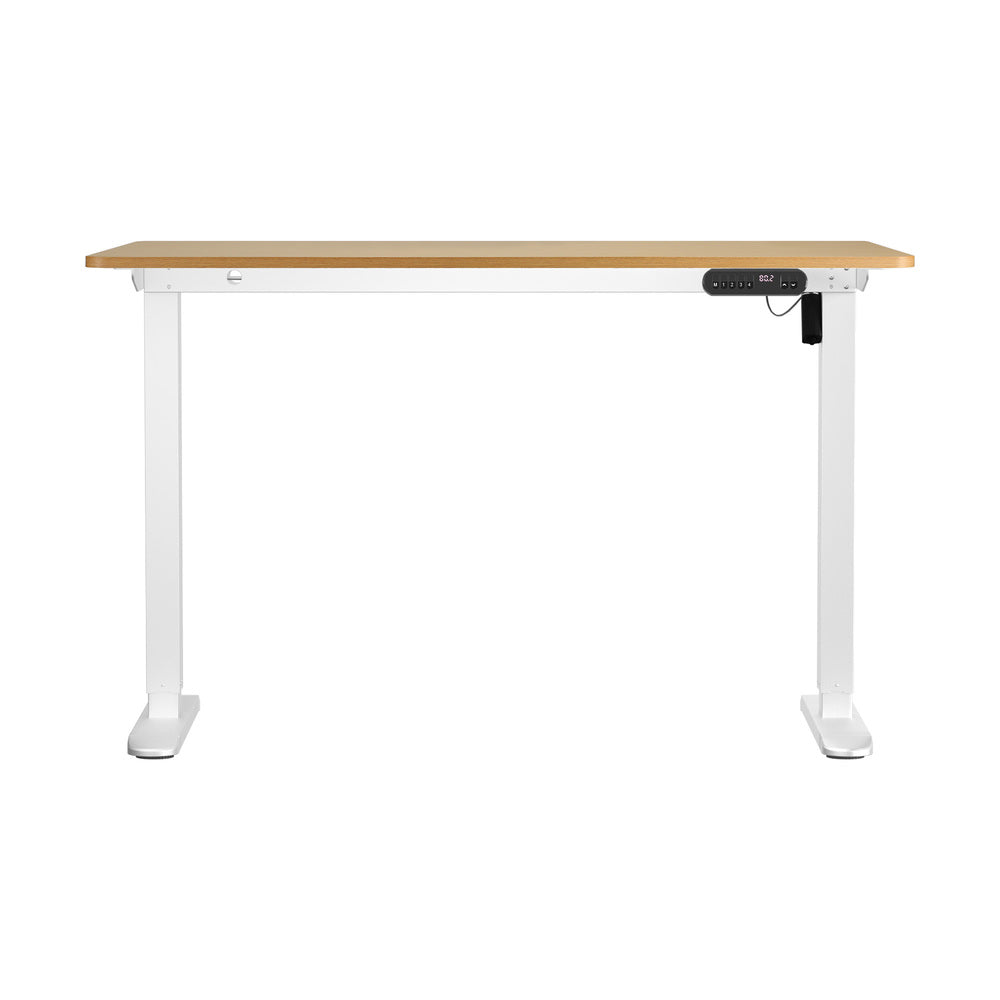 Electric Standing Desk Single Motor 120 cm White and Oak
