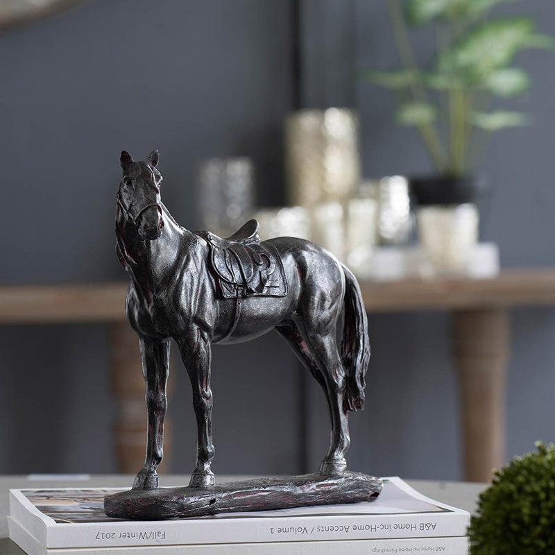 Equestrian Saddle Statue 24cm Polyresin Horse Sculpture Home Decor