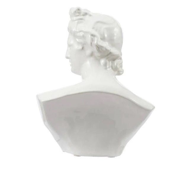Troy Bust Statue 24cm White Ceramic Classical Roman Style Decor