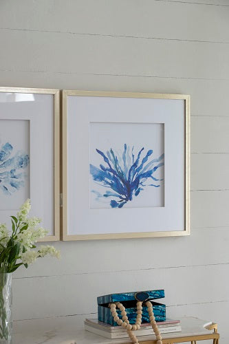 Coastal Blue Coral Framed Prints Set of 2 Wall Decor 56cm