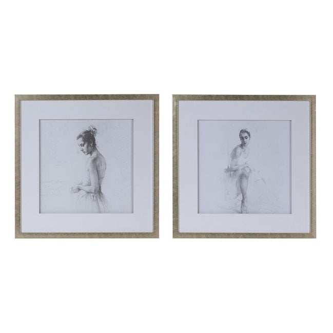 Ballerina Framed Prints Set of 2 Wall Art for Bedroom