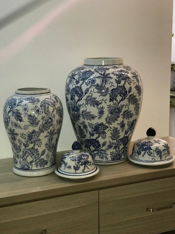 Chinoiserie Tall Ginger Jar 59cm Blue & White Porcelain Decorative Jar
