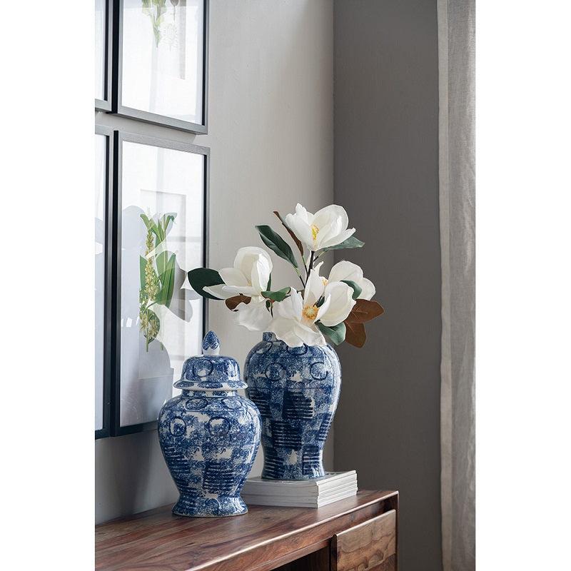 Blue & White Abstract Ginger Jar Medium 43cm Porcelain Home Decorative Jar