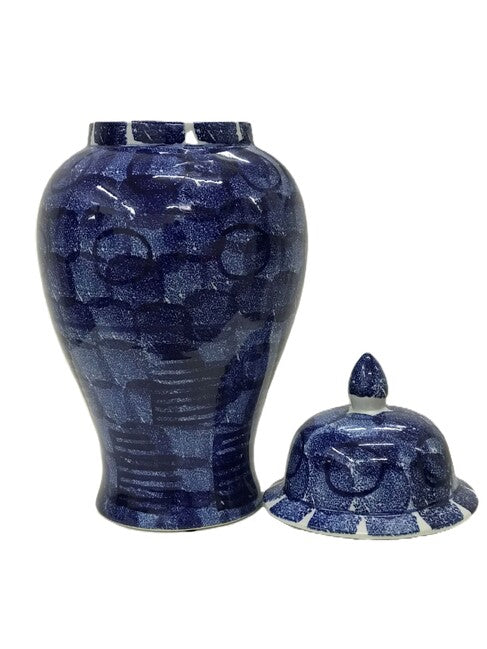 Blue Abstract Ginger Jar Tall 50cm Porcelain Decorative Home Accent