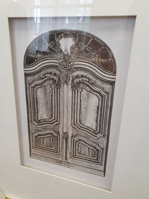 Ornate Doors Wall Art Set of 2 Pencil Prints Classic Architectural Decor