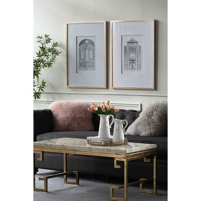 Ornate Doors Wall Art Set of 2 Pencil Prints Classic Architectural Decor