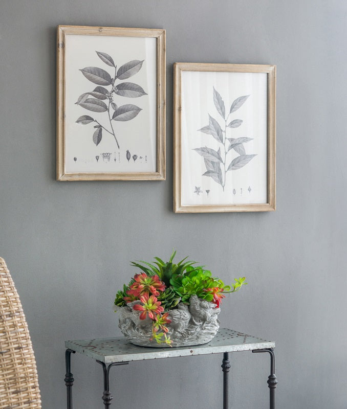 Botanical Wall Décor Set of 4 Frames 40x53cm Natural Wood Leaf Prints
