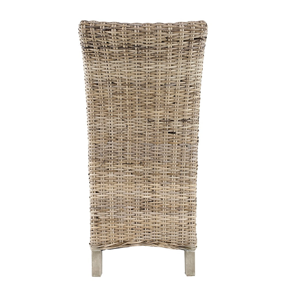 Variegated Rattan Dining Chair Armless Woven Seat Mango Wood Frame